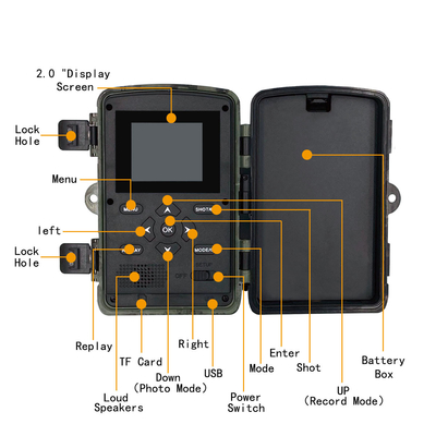 PR700  4K 여파 카메라 36MP IP54 2.0 LCD 스크린 야간 시력 야생생물 카메라